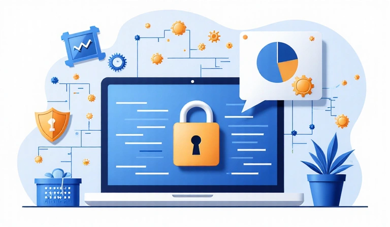 Illustration de la protection des données personnelles avec un cadenas et des icônes de confidentialité