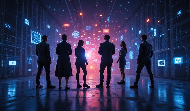 Illustration abstraite représentant le travail d'équipe et la technologie dans le gaming